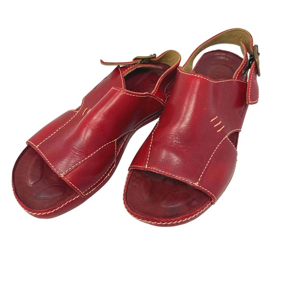 Dr. Martens Shoes - Dr. Martens 5A82 Sandals Women's Red Leather Slingback Buckle Open Toe UK 6 US 7